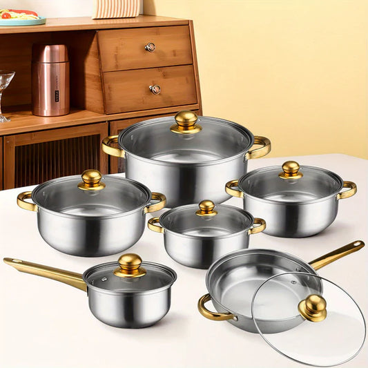 Set Pentole 12 Pezzi in Acciaio Inox Utilissima