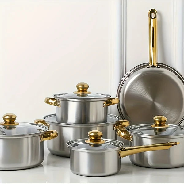 Set Pentole 12 Pezzi in Acciaio Inox Utilissima