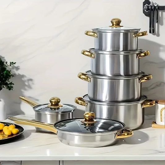 Set Pentole 12 Pezzi in Acciaio Inox Utilissima